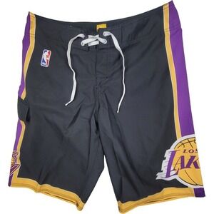 Quiksilver Los Angeles Lakers Men's Swim Trunks Shorts NBA‎ Size 31 Black/Purple
